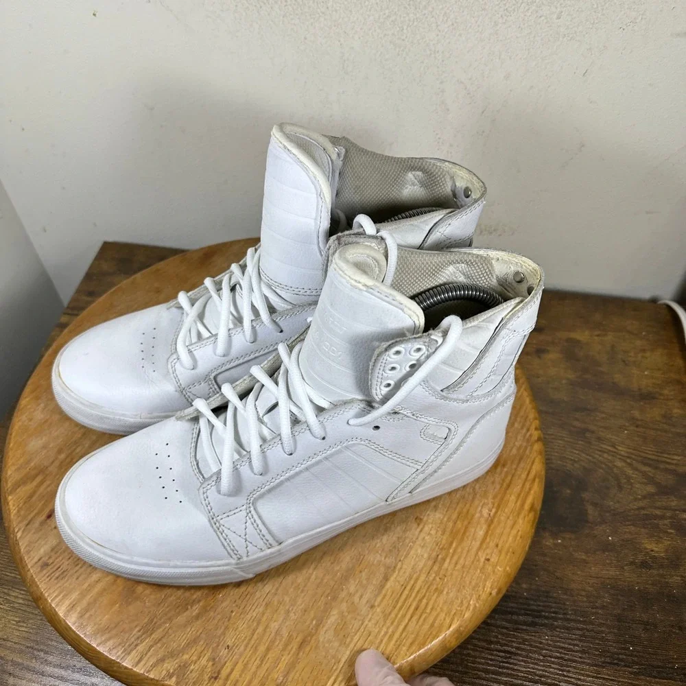 Supra Muska 001 Skytop Mens White Leather High Top Skate Shoes Size 8.5